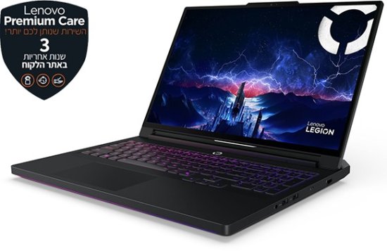 מחשב נייד גיימינג Lenovo Legion Pro 7 16IAX10H 83F500TQIV - Core Ultra 9 290HX Plus, RTX 5090 24GB, 32GB, 1TB SSD, OLED 16 אינץ' 240Hz, ללא מערכת הפעלה - צבע Eclipse Black